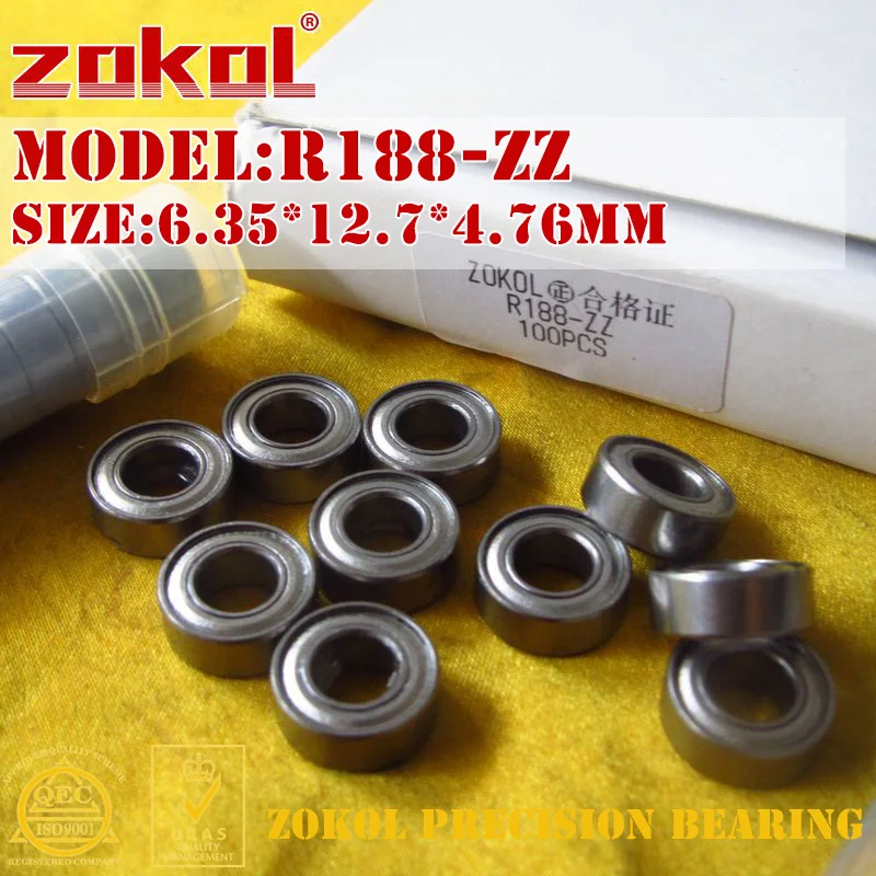 

ZOKOL R188 ZZ bearing R188ZZ r188 zz Miniature R188-ZZ Deep Groove ball bearing 6.35*12.7*4.76mm