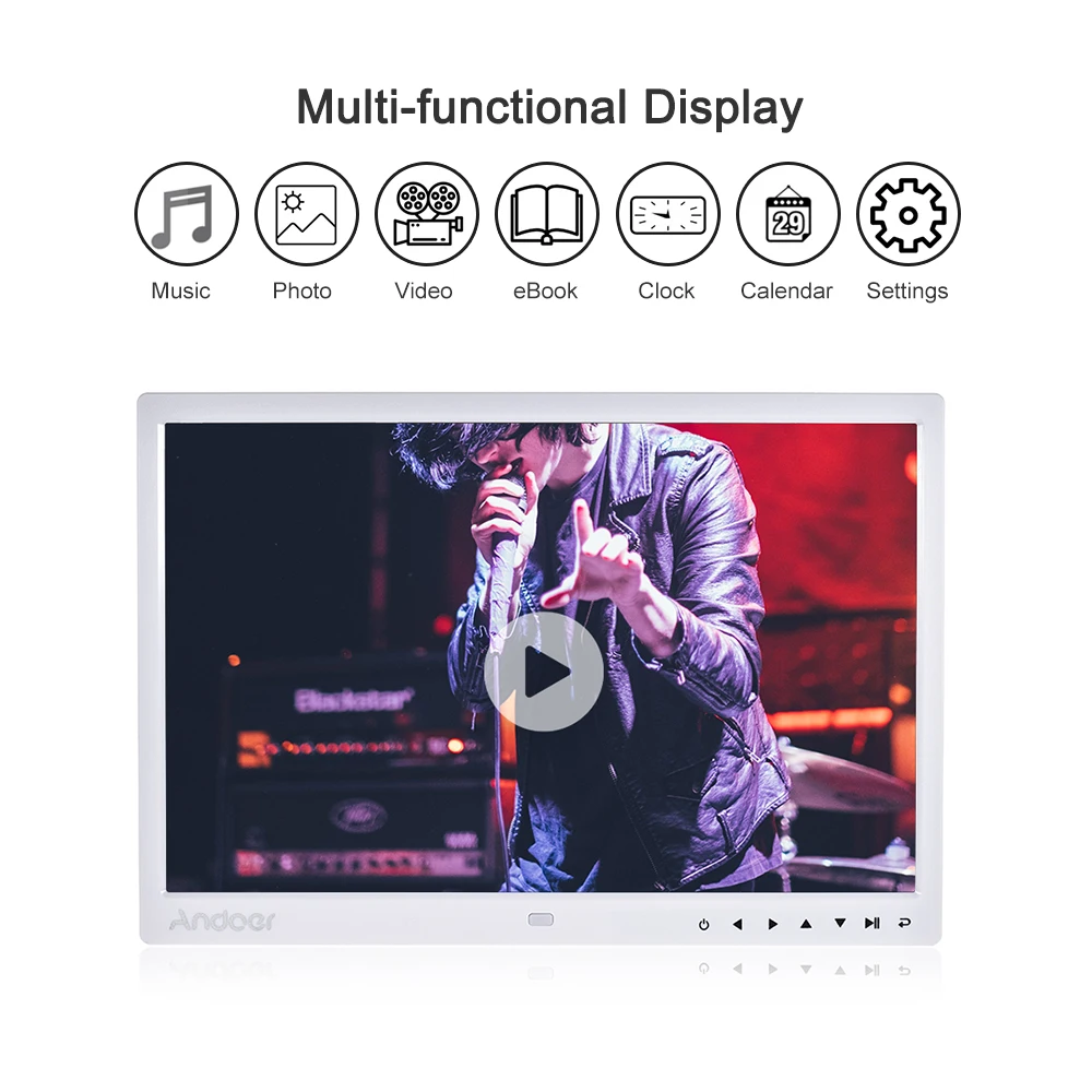 Andoer 1" светодиодный экран с цифровой фоторамкой, настольный дисплей альбомов, изображения 1080P MP4 видео MP3 аудио TXT электронная книга часы календарь Стенд