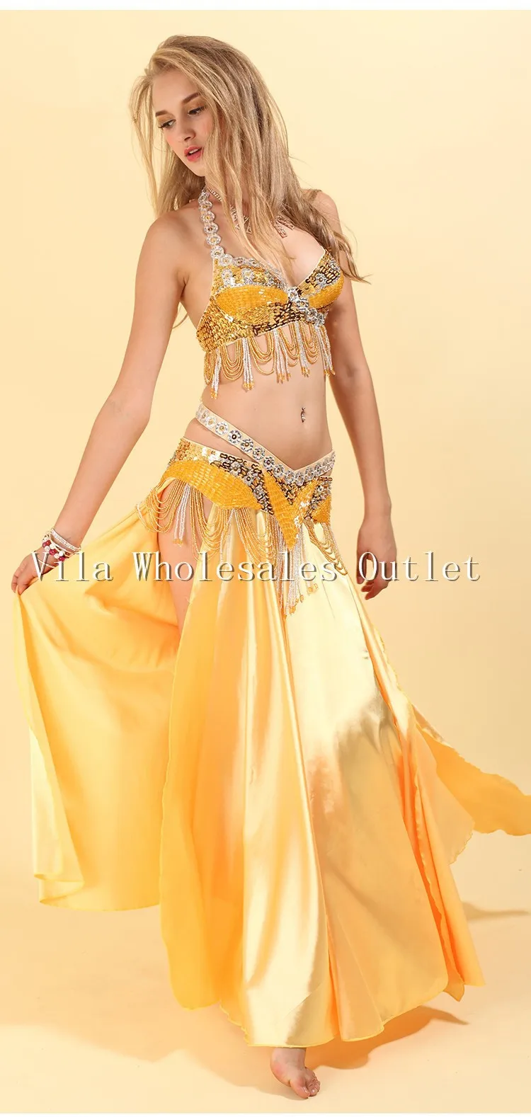 Костюм для танца живота S/M/L 3 шт. бюстгальтер и пояс и юбка сексуальная танцевальная Женская Одежда для танцев комплект костюм для танца живота 6 цветов на выбор VL-255