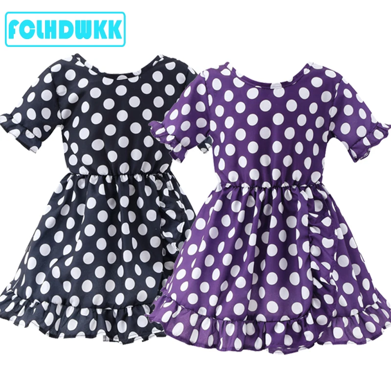 Vestidos Girls Summer Dress 2019 Brand Wave point Teenage Party Princess Children Costume for Kids Clothes Pink Purple1-8T | Детская