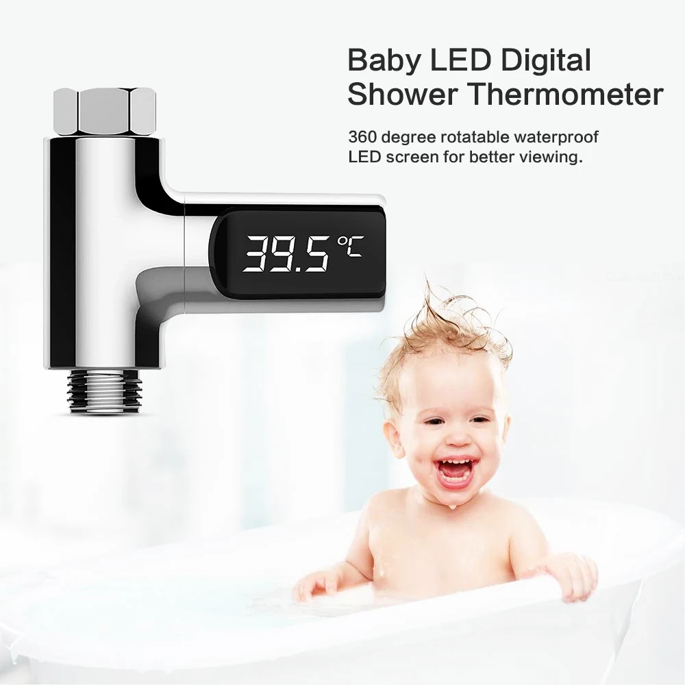 Светодиодный термометр для душа с дисплеем, самогенерирующий Электрический измеритель температуры воды, монитор для домашнего ухода за ребенком