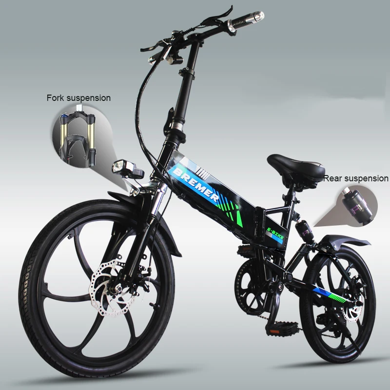 Bicicleta eléctrica plegable de 20 pulgadas batería de litio para bicicleta mini para adultos batería oculta ebike para hombres y mujeres bicicleta eléctrica de 500 W
