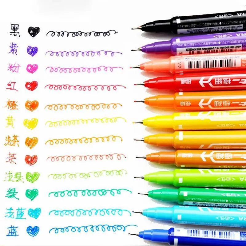 12 цветов/набор маркеров ручка манга товары для рукоделия Рисование маркером микрон тонкая надпись ручка калиграфия архитектура tekenen liner