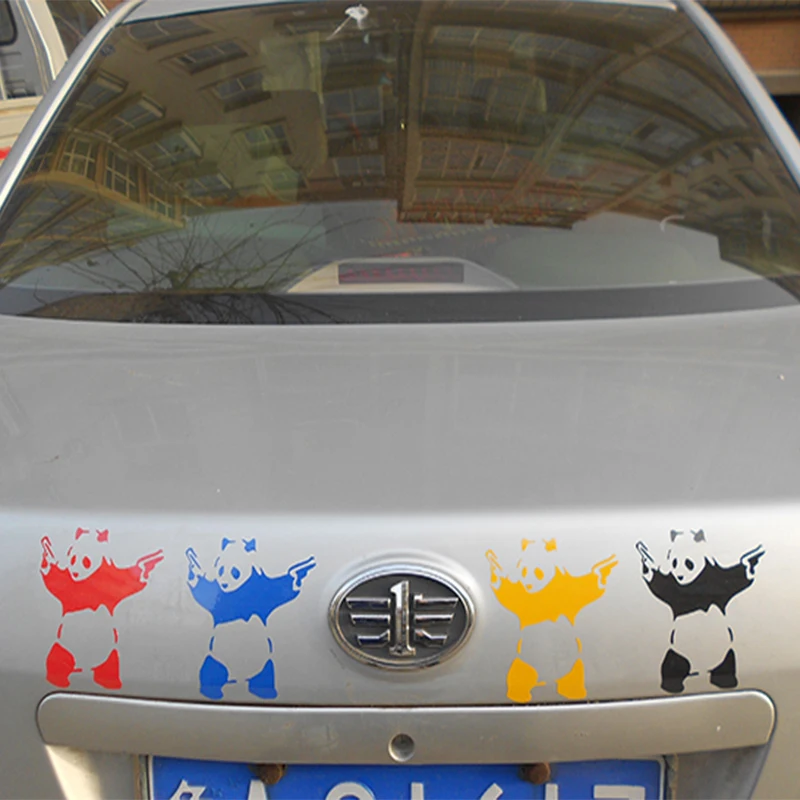 Панда с пистолетами виниловое искусство украшение автомобиля|bumper sticker|art bumper