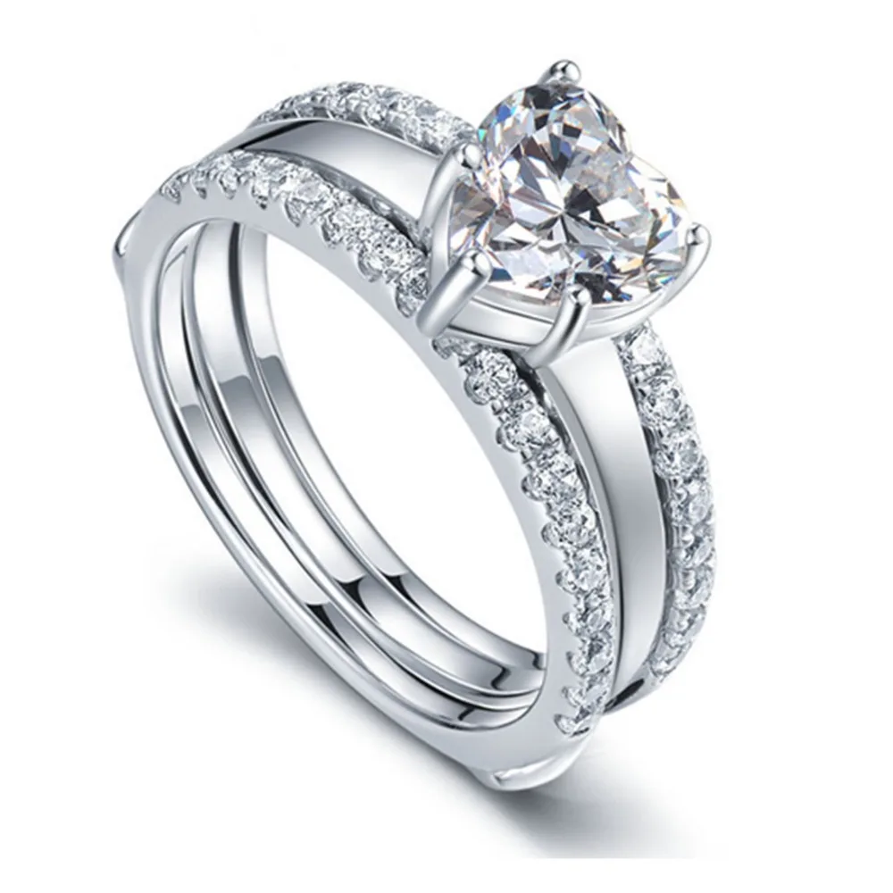 2CT Wholesale Luxury White Gold Color SONA Heart Simulate ...