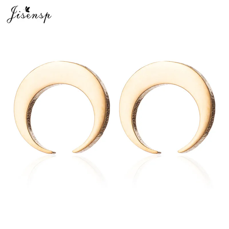 Women Stainless Steel Crescent Moon Stud Earring Kpop Jewelry Gifts BTS Simple Earings boucle d'oreille femme 2018