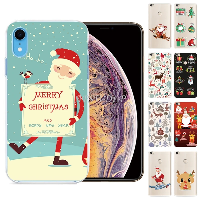 

Happy New Year Merry Christmas Printed Soft Silicone TPU Case for iPhone X XS Max XR 7 8 Plus 6S Anti-Scratch Cover Coque Funda