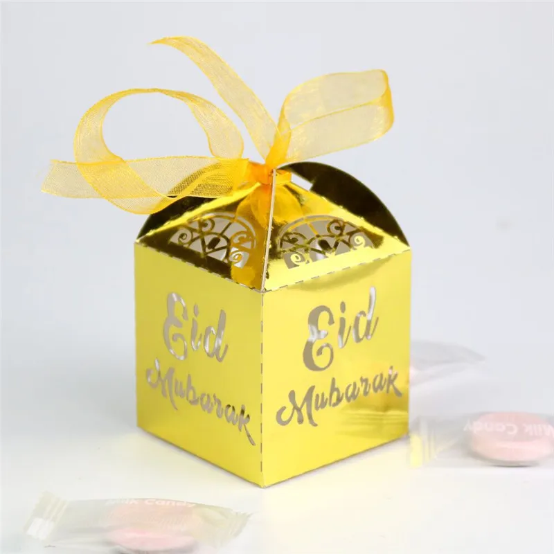 5/10 шт. Золотой Серебряный happy eid mubarak Подарочная коробка украшения для Рамадана