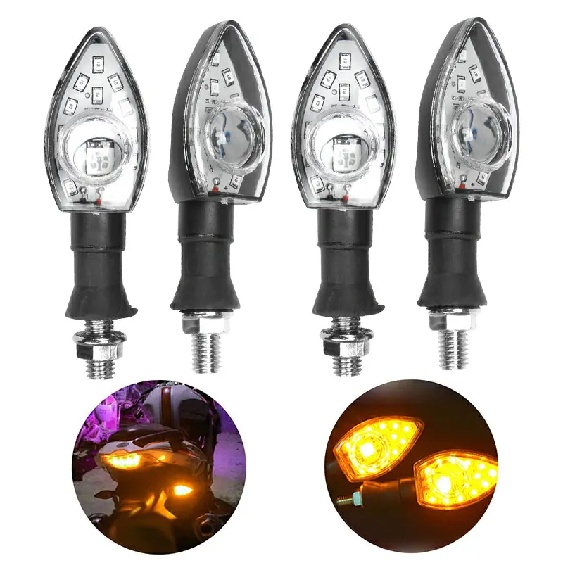 

RACBOX 4pcs 12V Motorcycle Arrow LED Turn Signal Indicator Blinker Light Universal intermitentes moto feu Motorcycle Accessories