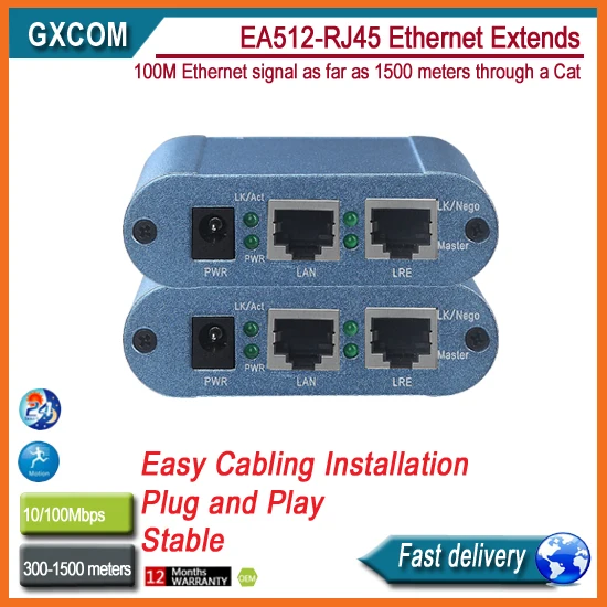 Бесплатная доставка EA512 RJ45 VDSL2 ethernet расширяет 100 м Ethernet сигнал до 1500 метров через Cat