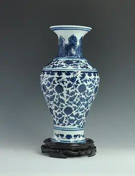 

Antique Chinese Blue And White Ceramic Porcelain Vase With Qing Qianlong Mark
