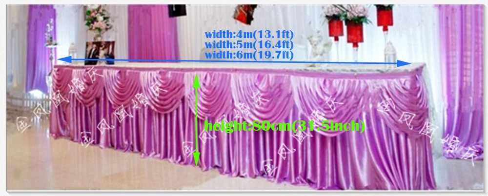 13.1ft (W) * 31.5 \(H) Lilic zijde Tafelkleed bruiloft tabel rok met violet swag banket party tafel rok cover 13.1ft (W) * 31.5 \(H) Lilic zijde Tafelkleed bruiloft tabel rok met violet swag banket party tafel rok cover