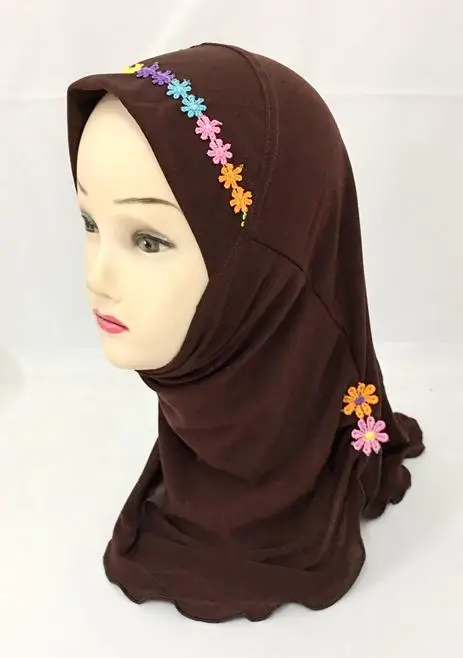 Рамадан мусульманский дети хиджаб для девочки шарф исламский цветок шапки шали Amira платок обертывание головной убор тюрбан арабский Детский шарф