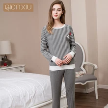 Qianxiu, Новинка осени, MS, полосатая Пижама, цветная, цветочное украшение, модный стиль, 17103A