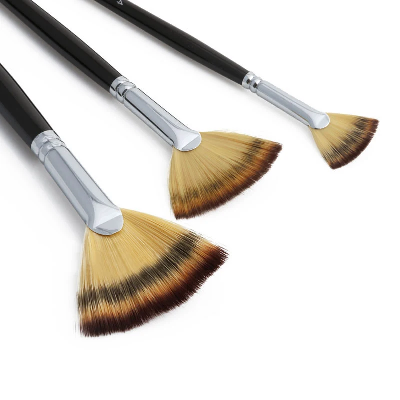 3pcs Oil Acrylic Water Painting Brushes Set Wooden Handle 3Sizes For Artist School Use