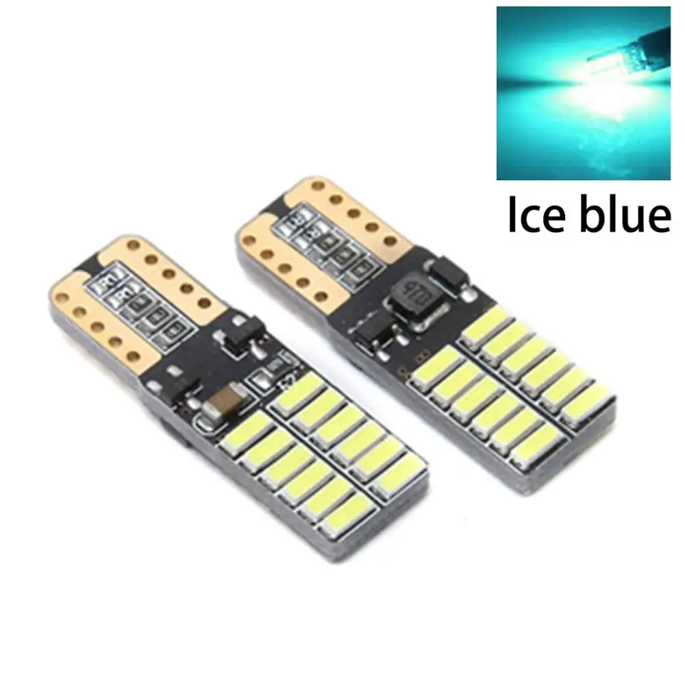 JOGMACHINE T10 24smd светодиодный светильник автомобиля CANBUS без ошибок 4014 12 В 24 в супер яркая прозрачная лампа белый красный синий фиолетовый - Испускаемый цвет: ice blue