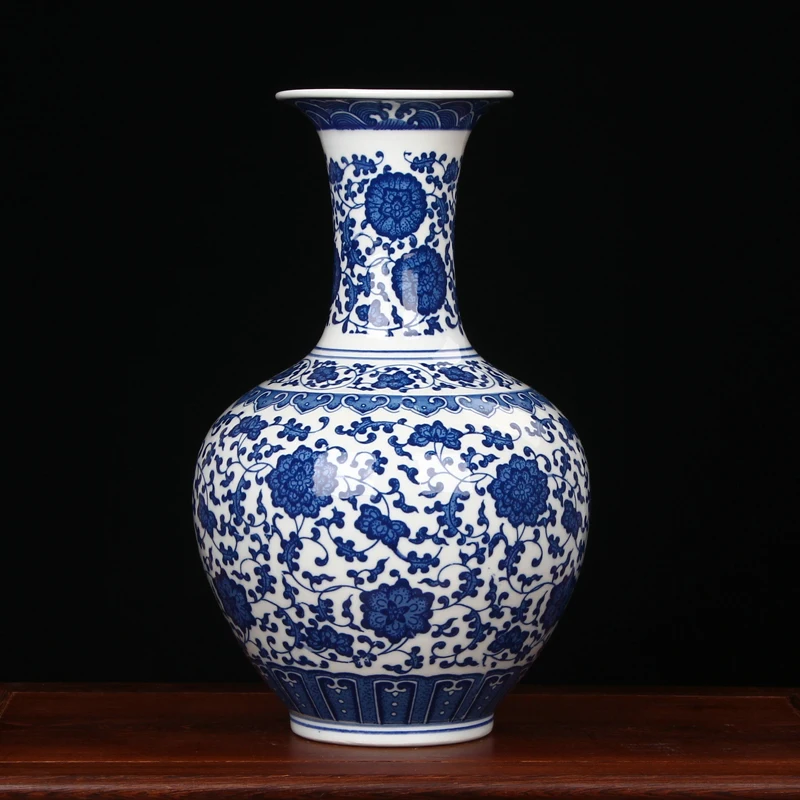 Античный китайский синий и белый фарфор Вазы для украшения дома