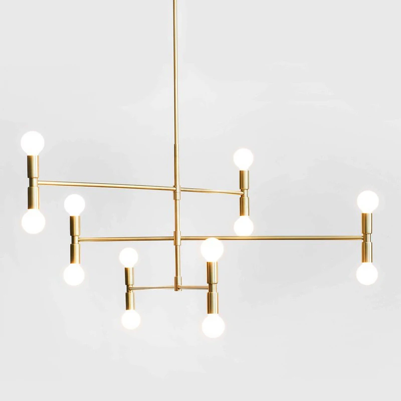 

Modern linear line ceiling chandelier light rotatable adjustable bronze gold hanging light lamp for dinning living room foyer