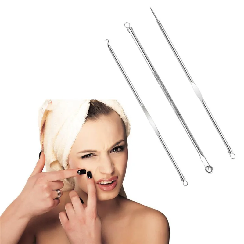 

3Pcs/Set Pimple Blemish Comedone Acne Extractor Remover Tool Set Stainless steel Blackhead Acne Blemish Pimple Extractor Remove