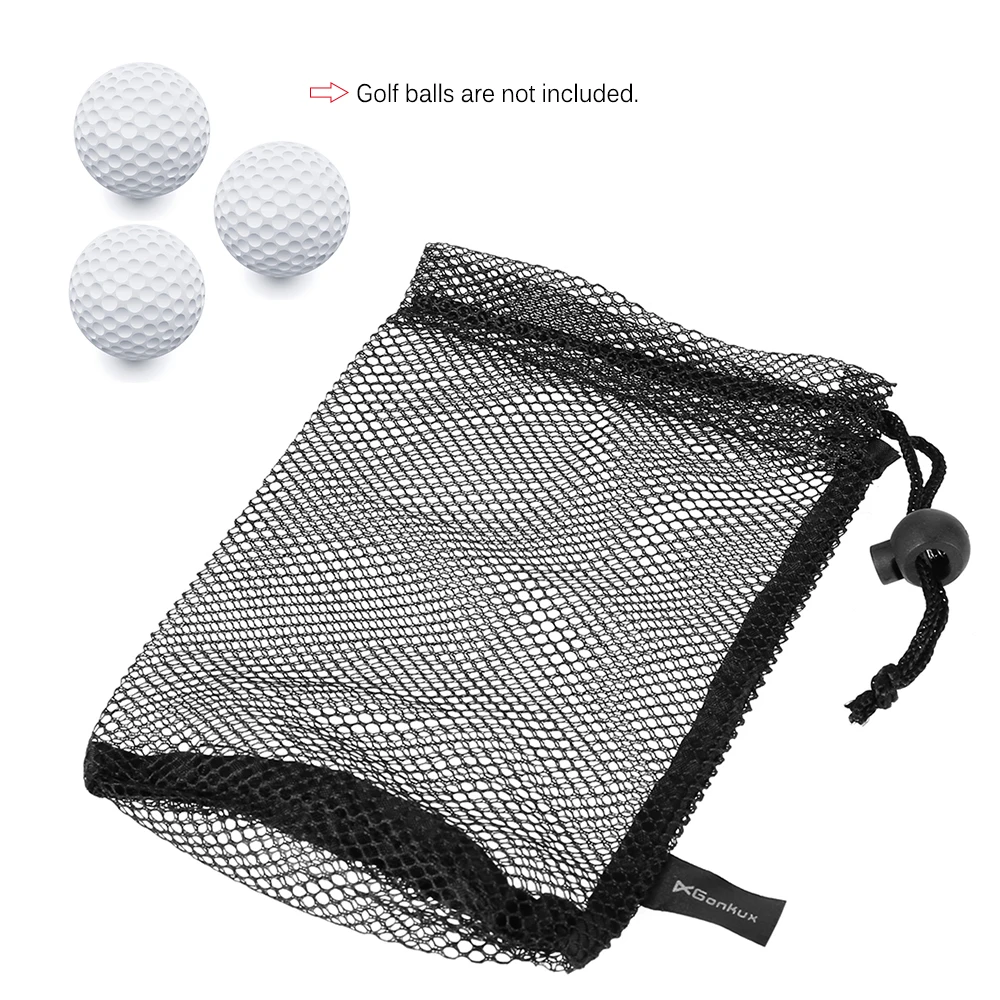 GONKUX Sports Nylon Drawstring Mesh Net Bag Pouch for Golf Balls Table