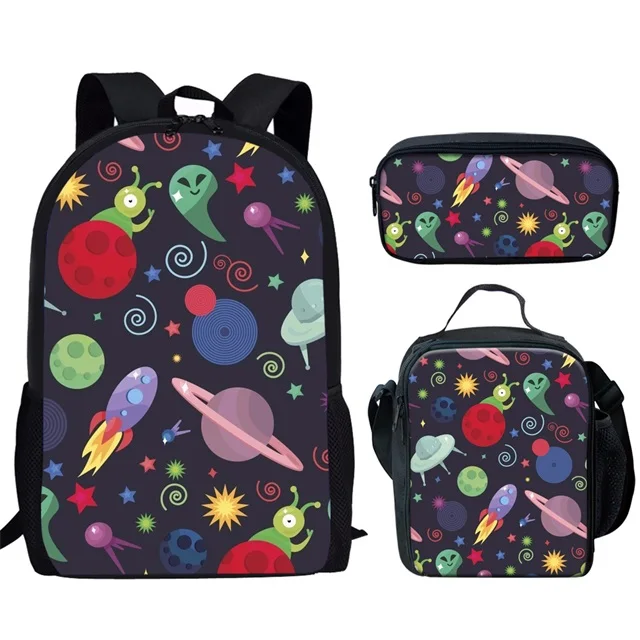 THIKIN мультипликационный космический рюкзак с рисунком собаки для девочки-подростка, детская школьная сумка, комплект из 3 предметов, галактика, детская книжная сумка, Mochila - Цвет: HN155CGK