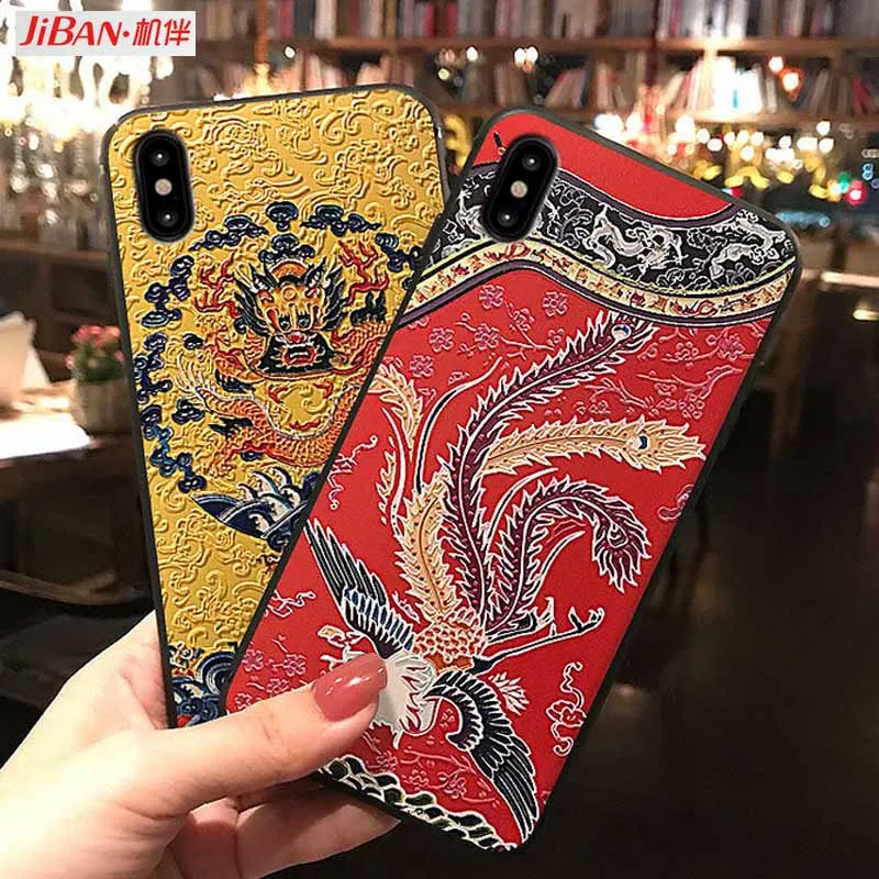 

JIBAN Chinese Royal Dragon 3D Embossed Phone Cases For Honor Play 10 For Mate 20pro For Huawei Nova4 P10plus Nova3e Capa Cover