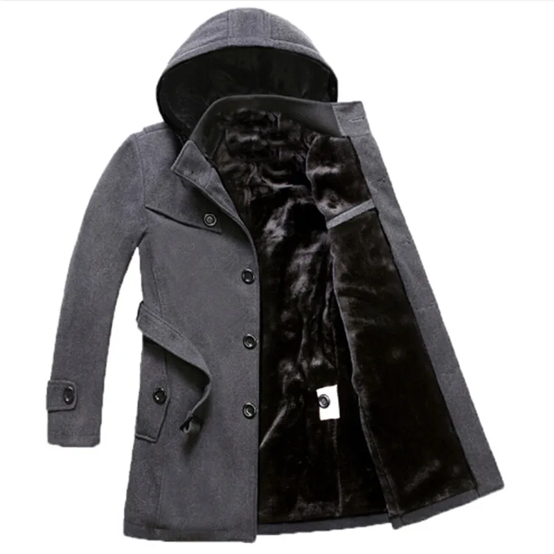 Long Wool thicker Jackets longer coats Mens Coat Winter Overcoat Men's