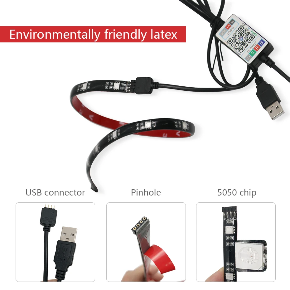 USB RGB 5050 Waterproof Led Strip Lights For TV Back Light LED Light Ribbon Tape For Computer LED Strip Light DC 5V Backlight    (2)