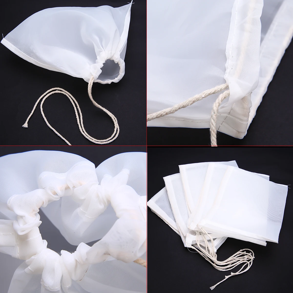 5Pcs/set Empty Tea Bags White Mesh Nylon Teabags Filter Reusable Boiling Strainier Residue Separation Filter Net Drink Gadget