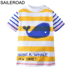 SAILEROAD/футболки для маленьких мальчиков от 2 до 7 лет с изображением животных, Кита летние модные полосатые детские шорты для мальчиков
