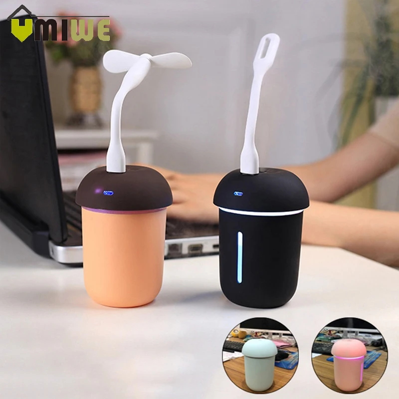 

3-in-1 Multifunction Mushroom Humidifier Portable Mute USB Fan Led Night Light Air Humidifier Essential Oil Diffuser Mist Maker