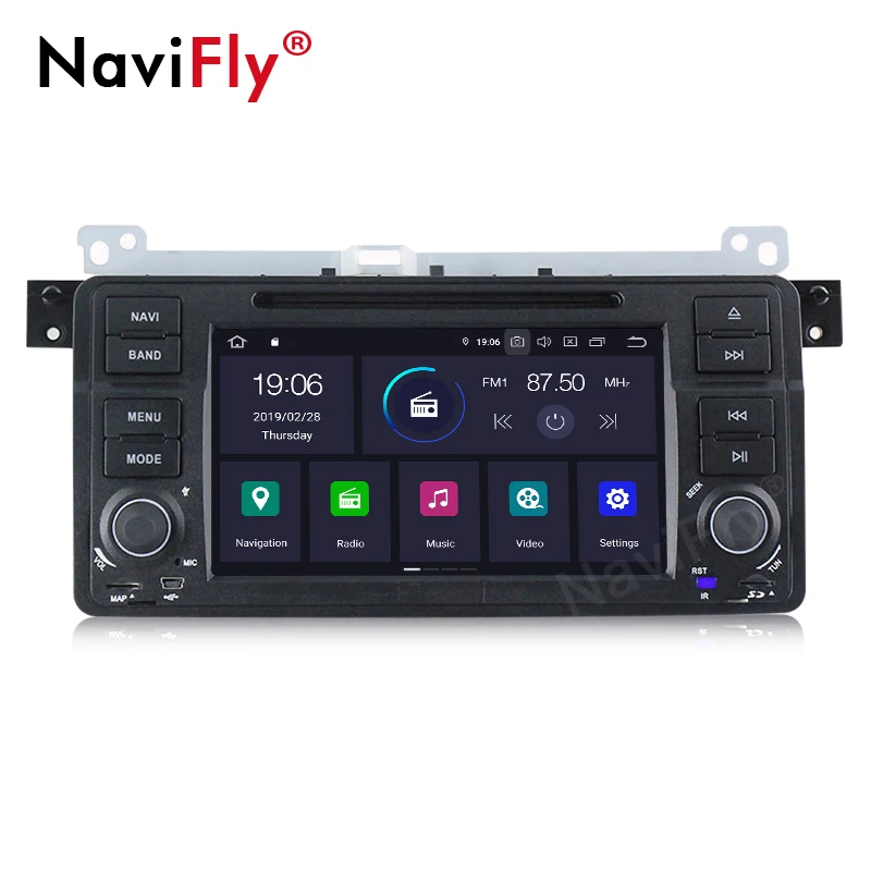 Excellent NaviFly Android9.0 IPS Screen DSP 4G WIFI 1Din Car Multimedia gps tracker For BMW E46/M3/Rover/3 Series with OBD2 dvd video 2
