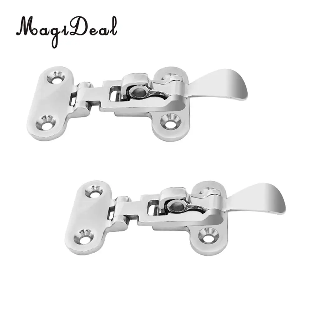 MagiDeal New Hot Sale 2Pcs Stainless Steel Marine Boat Anti-Rattle Latch Fastener Clamp for Locker Yacht Door Application Silver