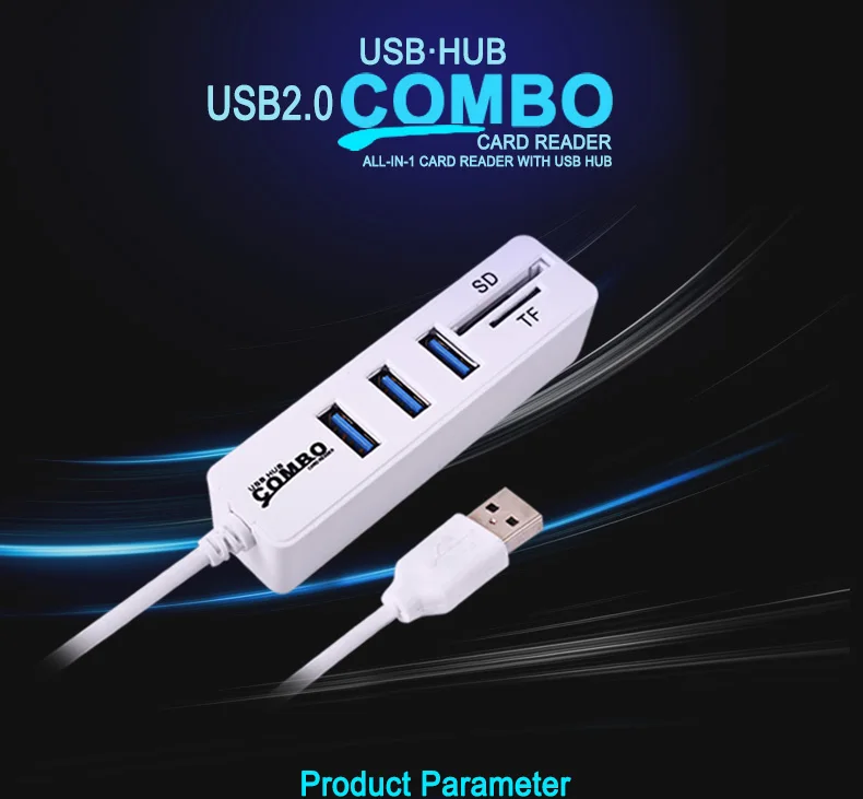 Usb-концентратор с несколькими портами 2,0 3 порта+ кардридер USB разветвитель портативный хаб USB комбо высокая скорость все в одном для SD/TF для компьютера ПК