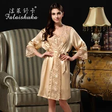 Шелковые халаты, женские халаты размера плюс, чистый шелк, сексуальные красные кружева с вышивкой, модные халаты и халаты, женские шелковые пижамы, комплекты халатов и платьев