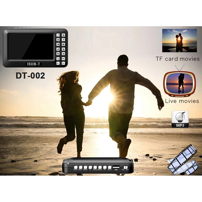 Portable 4.3 inch Lcd Tv Isdb-T Full Seg Fm Rechargeable Tv For Live Movies Music Fm Anytime Eu Plug
