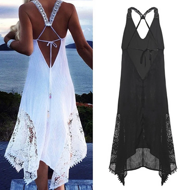 2021 Boho женское длинное платье с открытой спиной и лямкой на шее Макси пляж Богемия