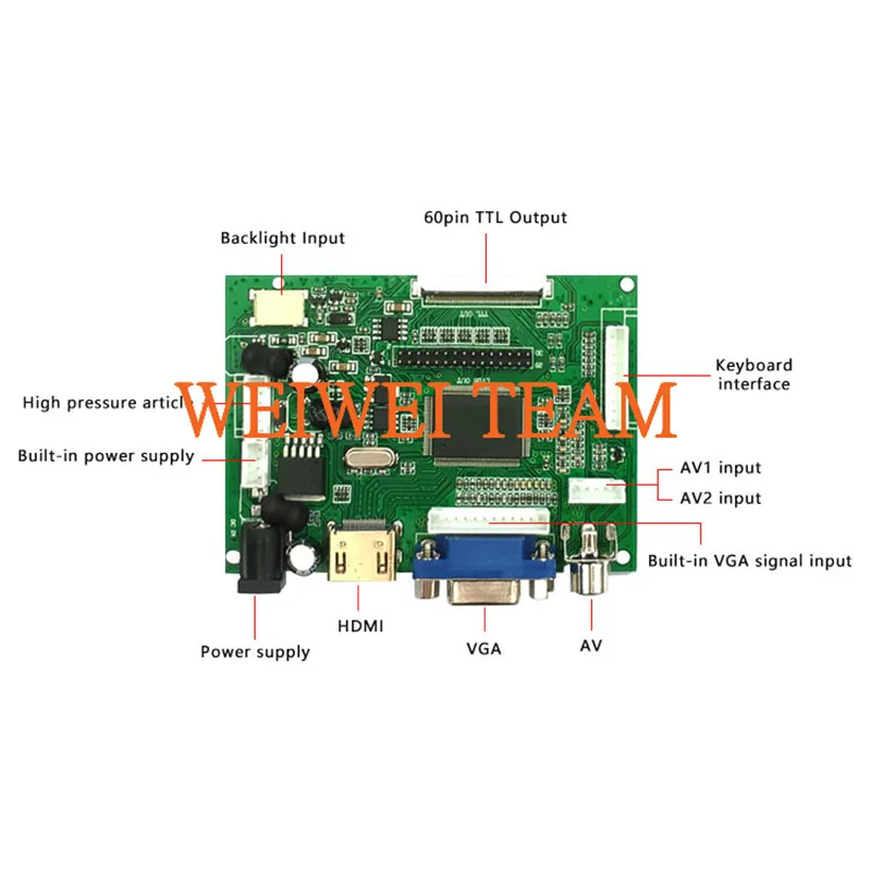 ЖК-дисплей ttl LVDS плата контроллера HDMI VGA 2AV 60PIN для A070VW04 V0 драйвер платы тестирование перед отправкой