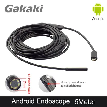 

Gakaki 5m Micro USB Android Endoscope Camera 7mm Len Snake Tube Pipe Inspection Camera Waterproof OTG Android USB Borescope