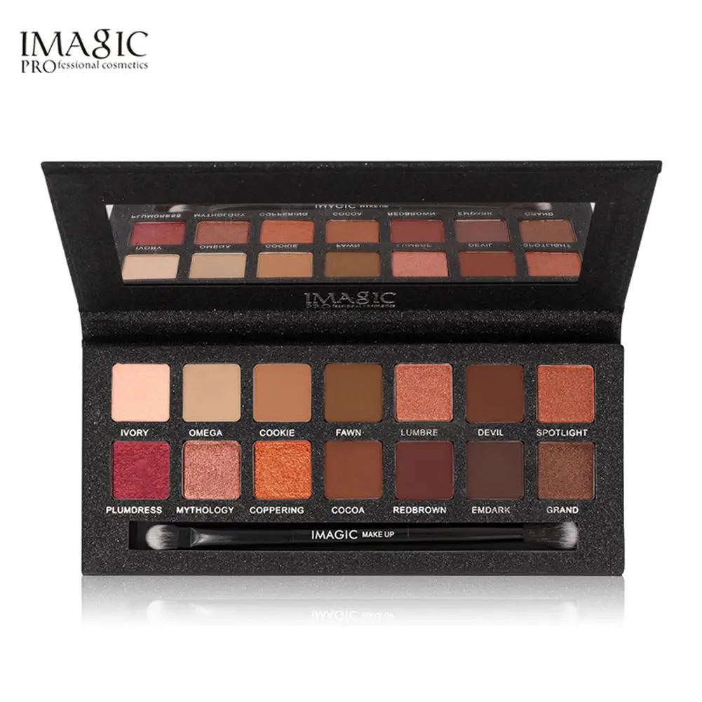 IMAGIC 14-Color Shimmer Matte Eye Shadow Reddish Brown Sunset Eyeshadow Palette Waterproof Long Lasting Eye Makeup Cosmetic