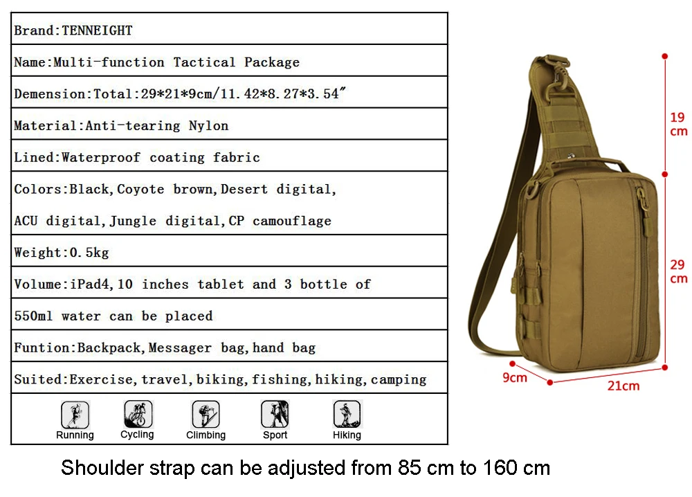 TENNEIGHT военный Molle тактический рюкзак Nylon Crossbody 10 дюйм(ов) ноутбука груди мешок восхождение отдых спортивные сумки ручной