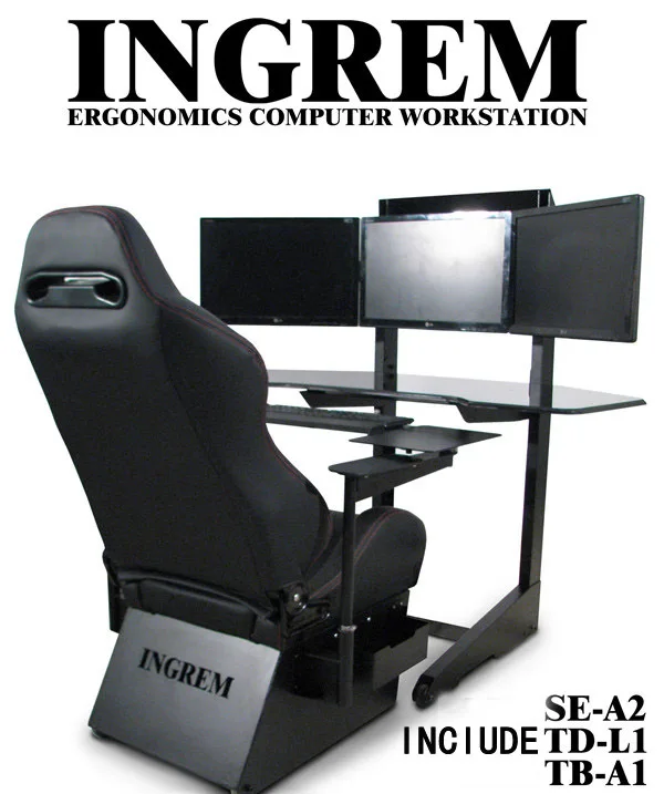 Ingrem Flight Cockpit Computer Table Game Table Multi Screen