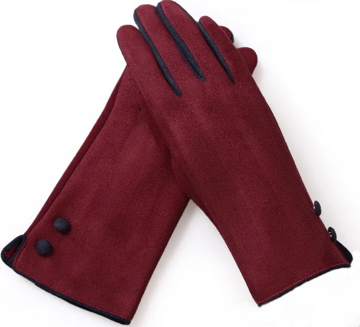 Wine red 20 пара элегантные женские сенсорный экран теплые перчатки с тесьмой осенне зимняя Дамская обувь Кашемир Длинные полный палец перчатки варежки Guantes - Цвет: Wine red