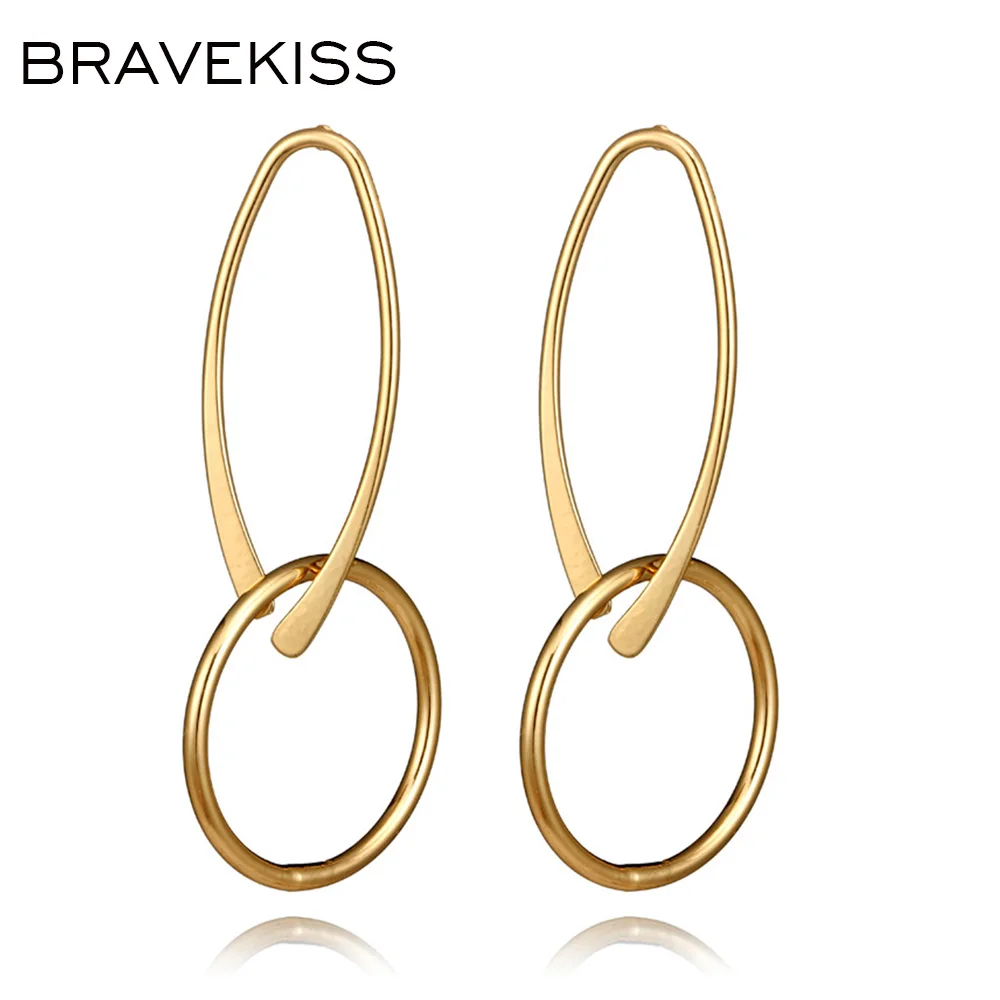 

BRAVEKISS Hollow Round Earring Fashion Gold Exaggerated Drop Earring Fashion Jewelry for Woman pendientes mujer moda New BPE1345
