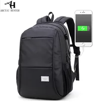Negro Mochila Portátil Impermeable Hombre Ordenador Mochila Mujeres Mochila Mochilas Escolares Bolsa de Viaje de 15.6 pulgadas con Puerto USB