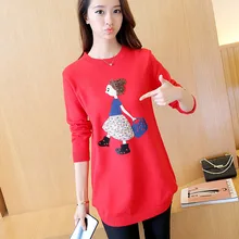 Outono e inverno Coreano versão da nova versão de Um bordado bordado das mulheres camisola longa das mulheres F1382