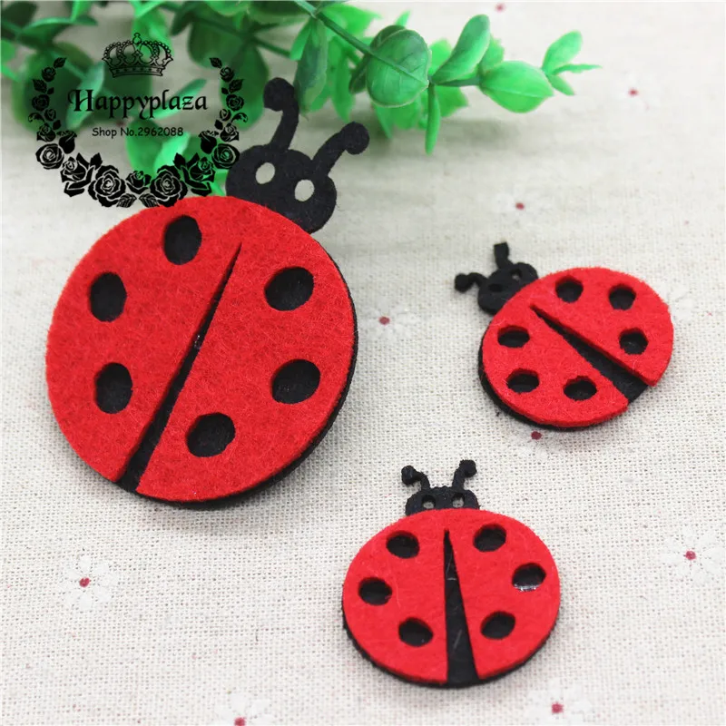us 1 5 10pcs lovely non woven fabric cartoon ladybug applique patches diy craft nursery room kindergarten decoration in patches from home garden non woven fabric