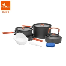 Fire Maple Feast4 Outdoor Camping Hiking Cookware Backpacking Cooking Picnic 2 Pots 1 Frypan 1 Kettle Set Foldable Handle FMC-F4 котелок fire maple fmc 215