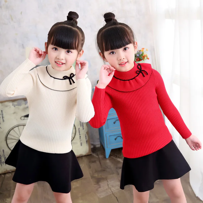 High Quality 4 14T Girls Sweater Long Sleeve Soft Cotton Sweaters