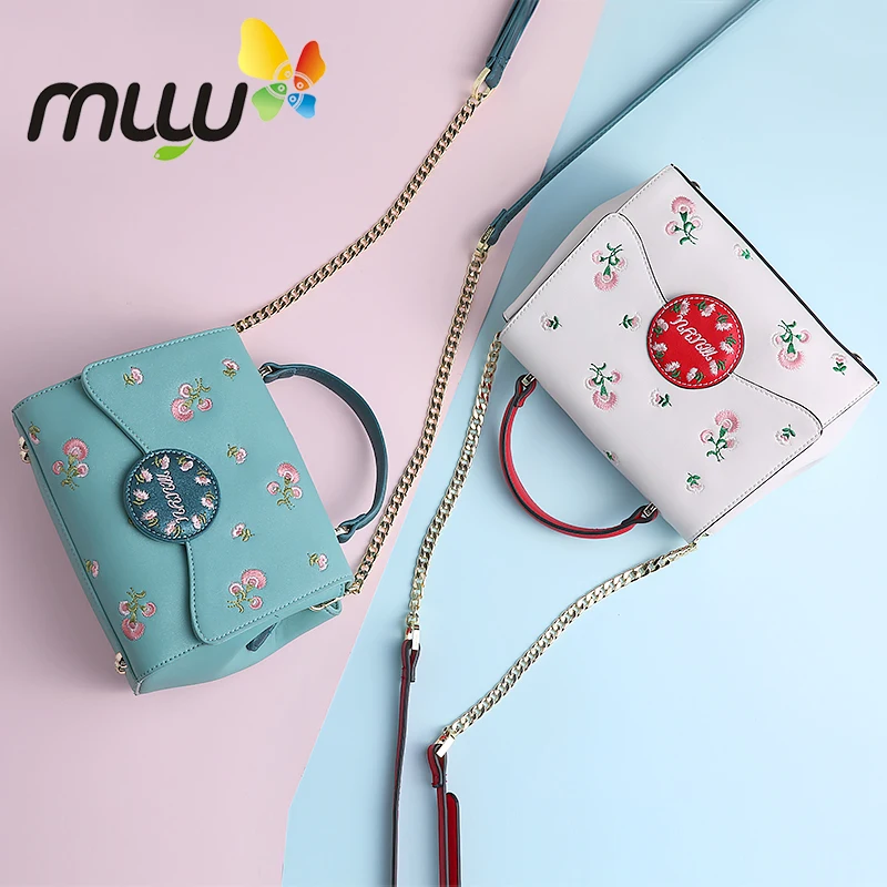 Muyu 2018 женские сумки с цветочной вышивкой и застежкой молнией Мягкие Сумки из